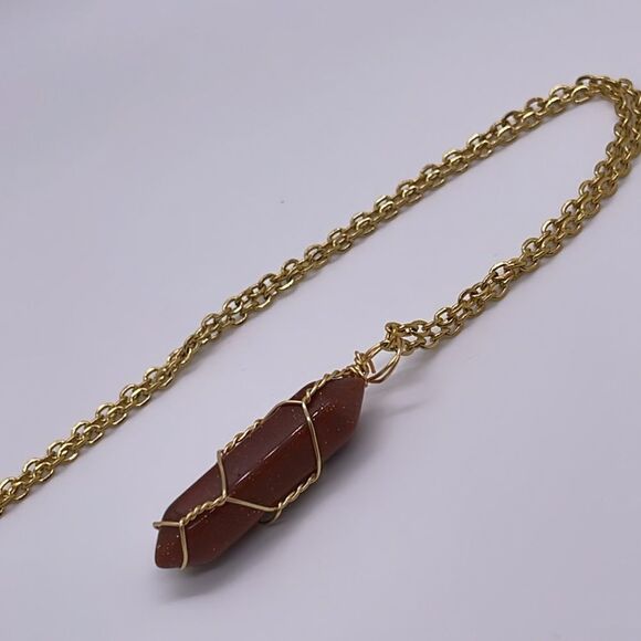 NWT Wool + Pepper Co. Sandstone Crystal & Gold Necklace - AMBITION - Picture 5 of 5